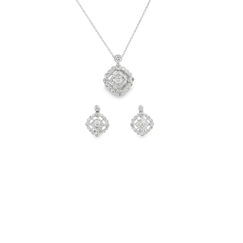 Elegant Diamond Pendant Set
