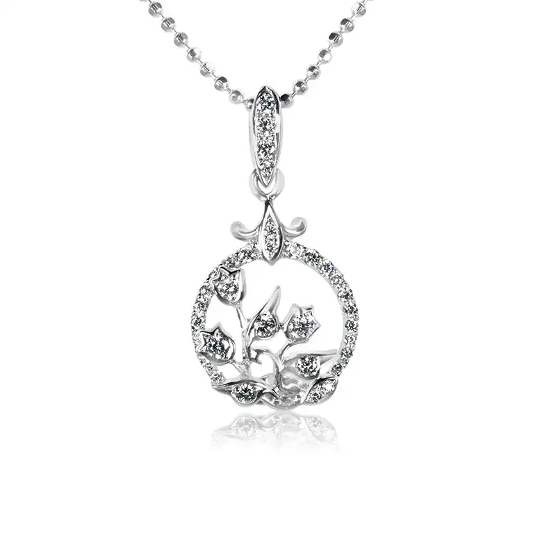 18K Gold Diamond Pendant Set
