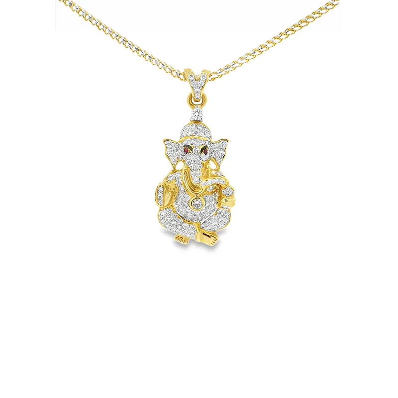 Lord Ganesh pendant in Gold Diamonds