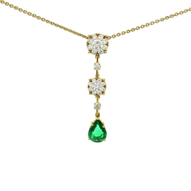 Emerald and Gold Diamond Pendant Set