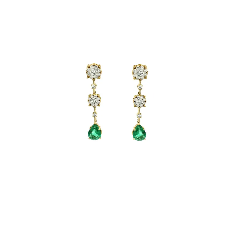 Emerald and Gold Diamond Pendant Set