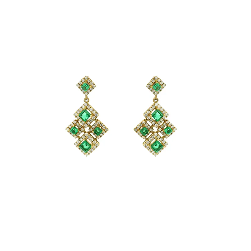 Emerald and Gold Diamond Pendant Set