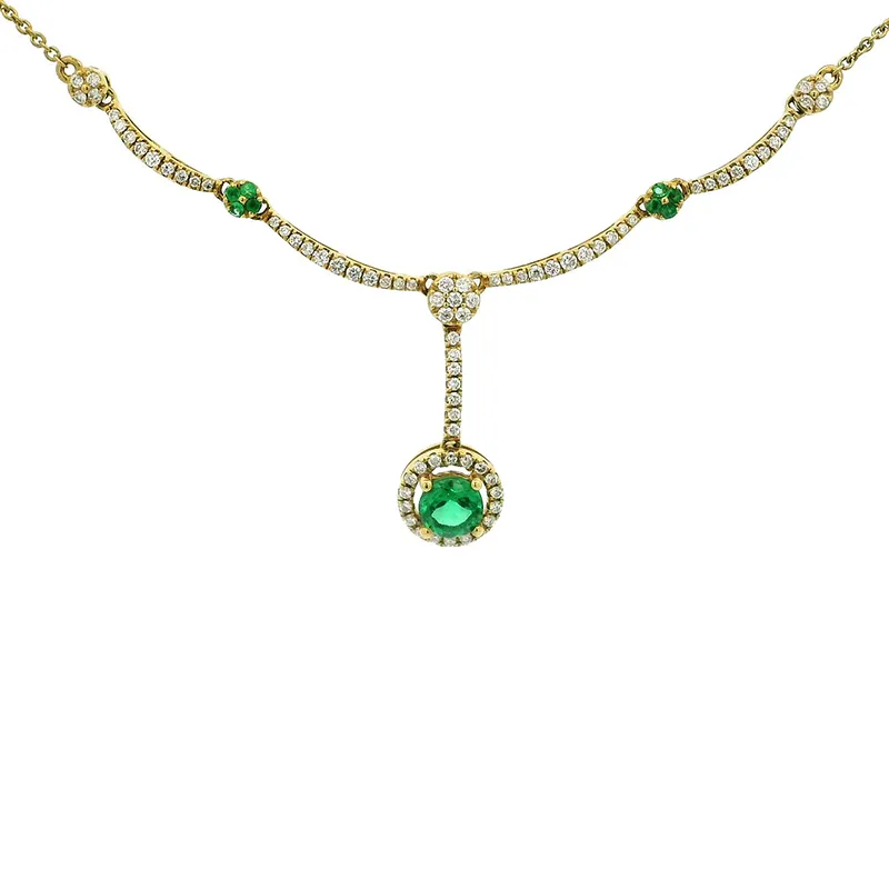 Emerald and Gold Diamond Necklace Set