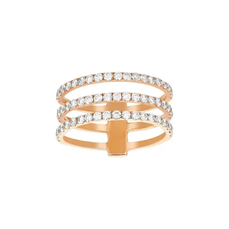 18K Rose Gold Diamond Ladies Ring