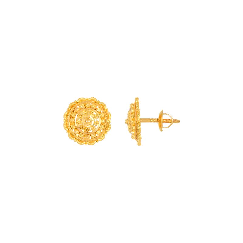22k Yellow Gold Stud Patterned Earrings