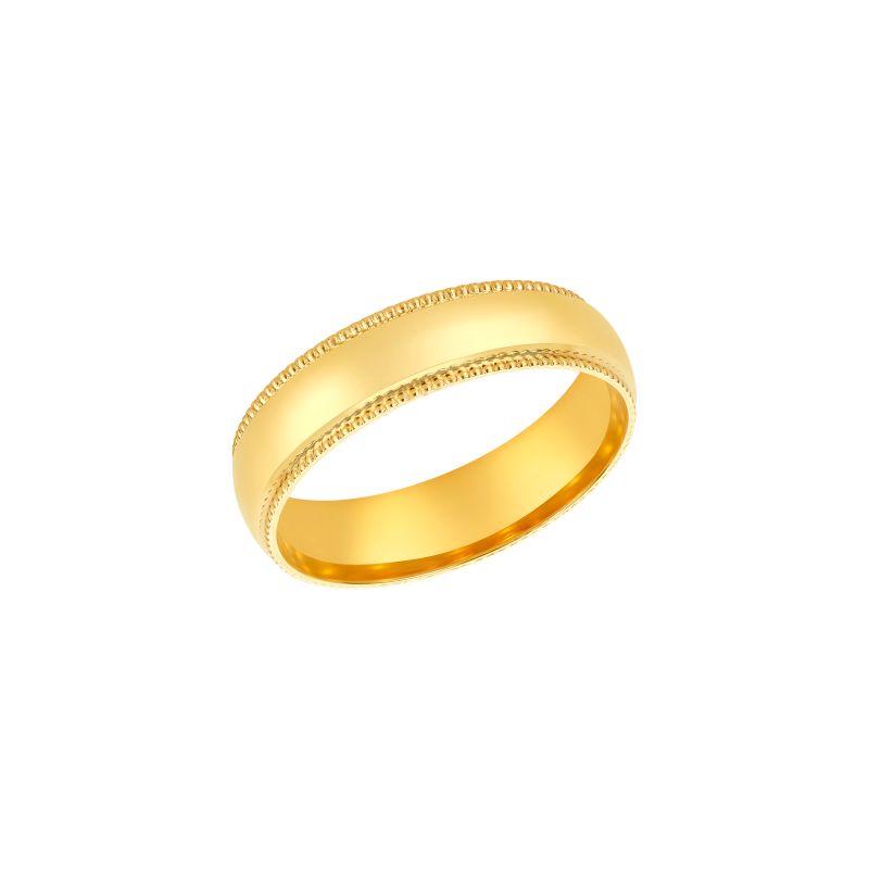 22k Yellow Gold Thin Beaded Trim Band