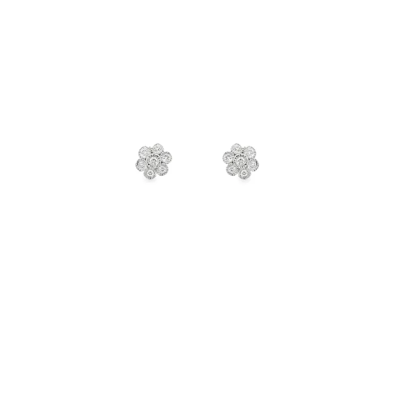 Elegant Floral Platinum Diamond Pendant Set