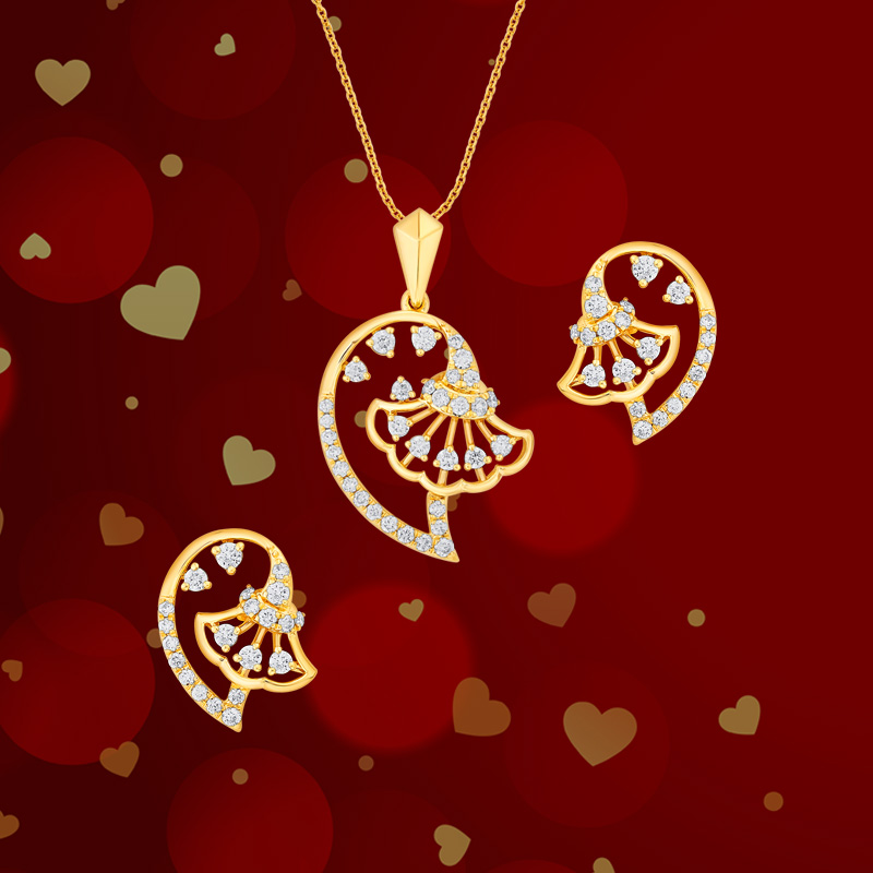 18K Gold Dimond Pendant Set
