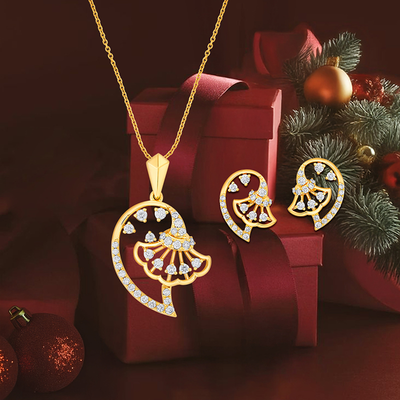 18K Gold Dimond Pendant Set