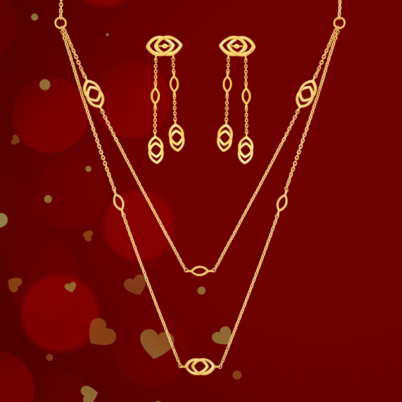 22K Gold Layered Chain Necklace Set