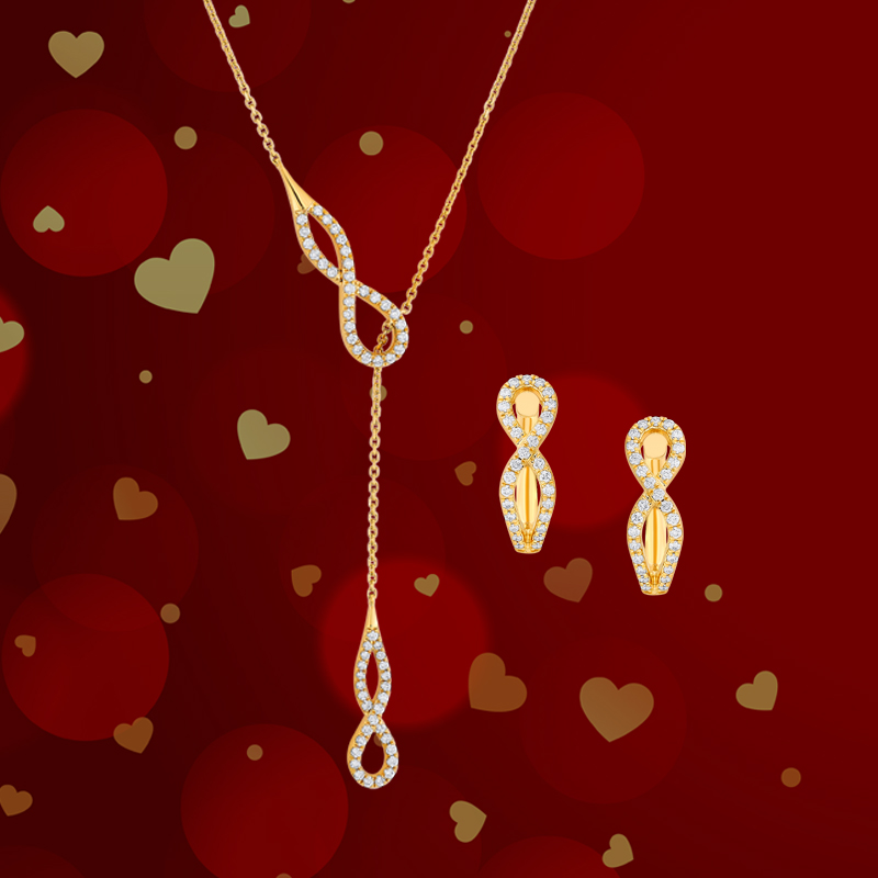 Gold Diamond Lariet Necklace Set