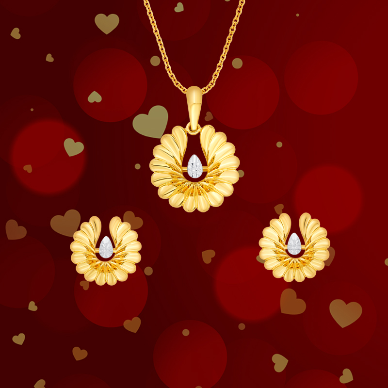 22K Gold Pendant Set with chain