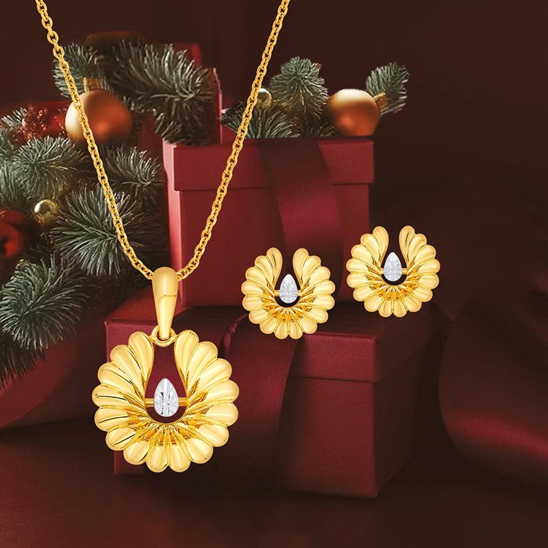 22K Gold Pendant Set with chain