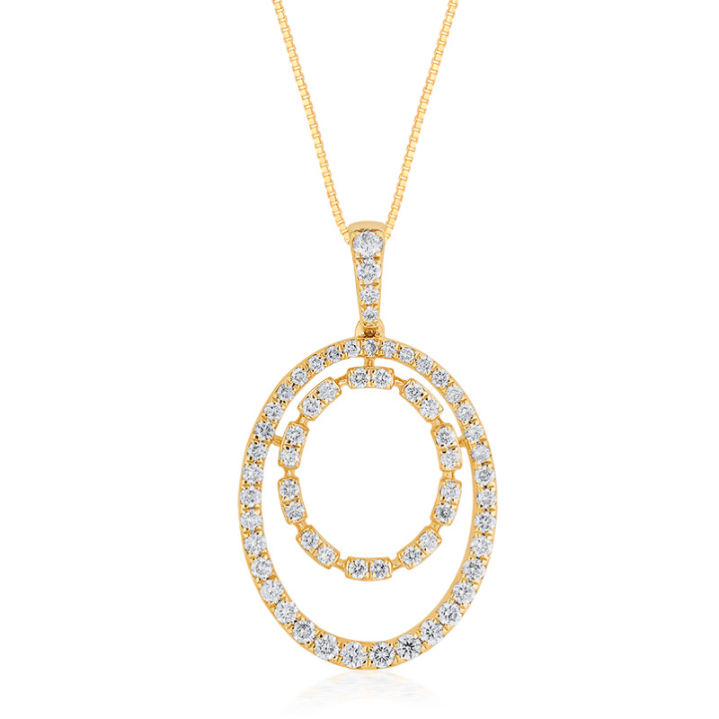 18K Gold Diamond oval Pendant