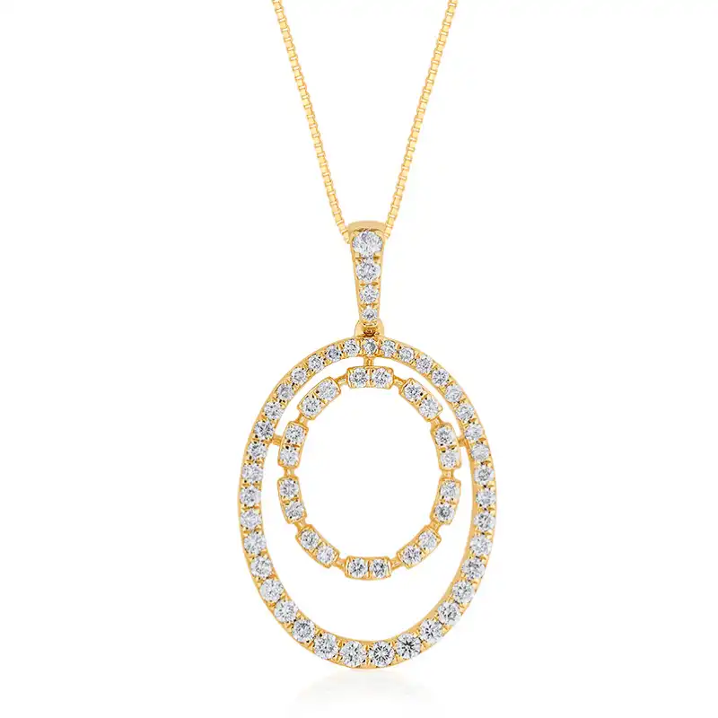 18K Gold Diamond oval Pendant