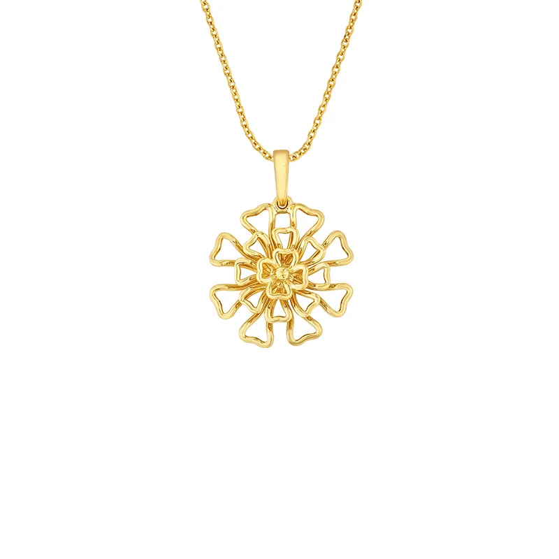 22K Floral Gold Pendant Set with chain