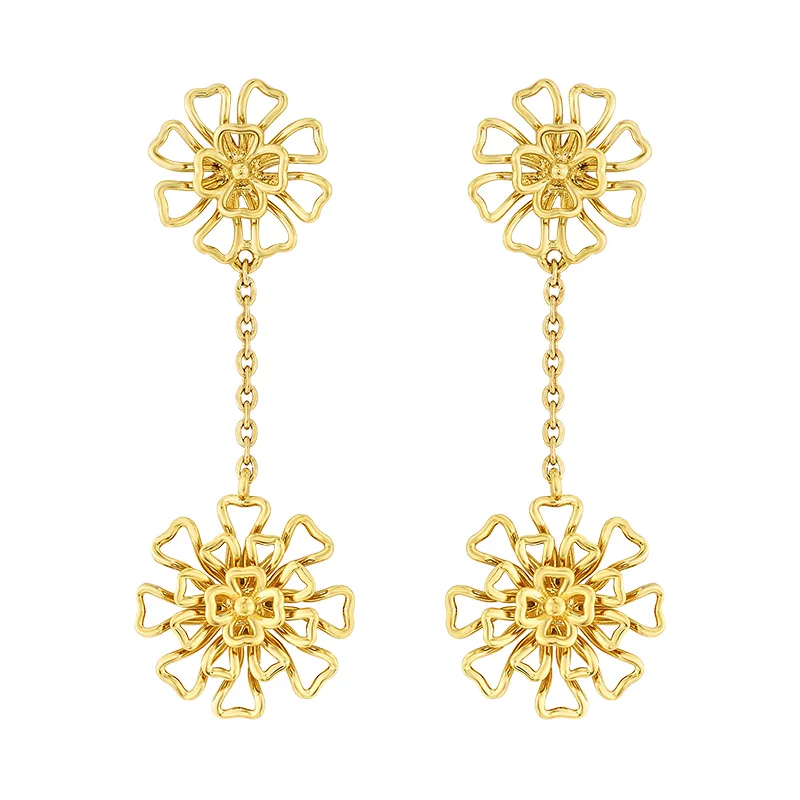 22K Floral Gold Pendant Set with chain