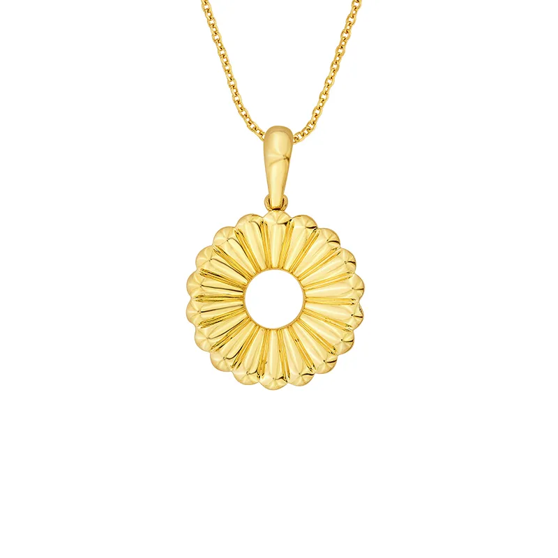22K Floral Gold Pendant Set with chain