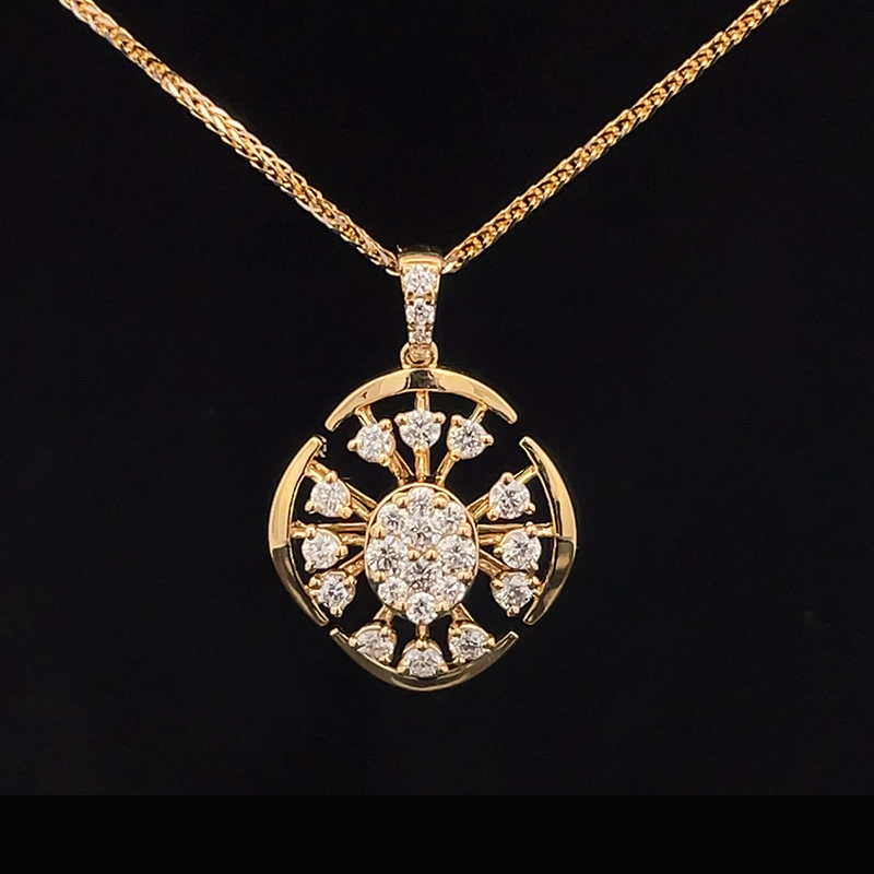 Sunburst Gold Diamond Pendant Set