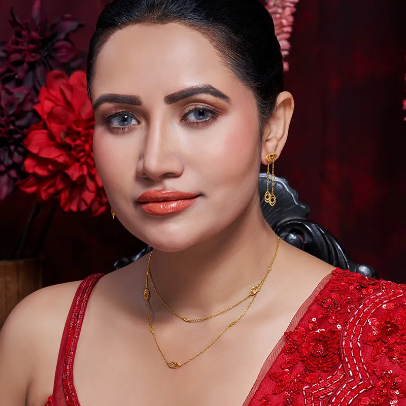 22K Gold Layered Chain Necklace Set
