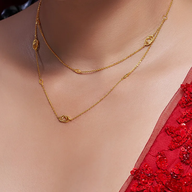 22K Gold Layered Chain Necklace Set