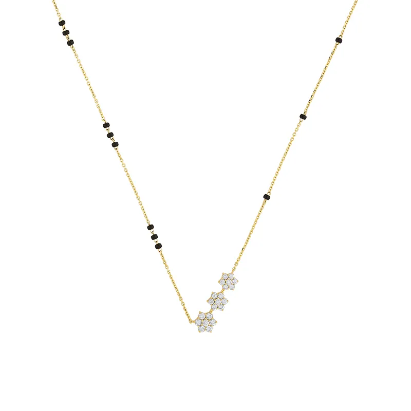 Floral Diamond Mangal Sutra in 18K yellow gold.