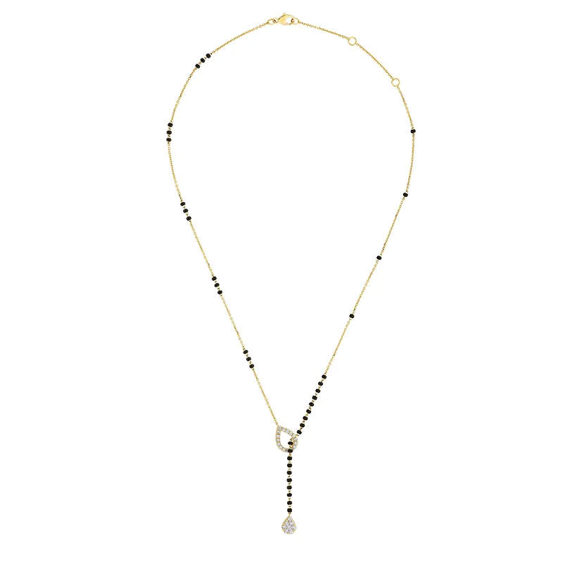 Modern Lariet Diamond Mangal Sutra in 18K gold
