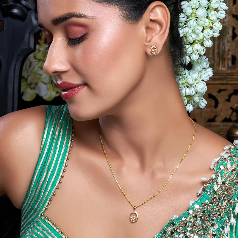 Minimal Duo  - Gold Diamond Pendant Set