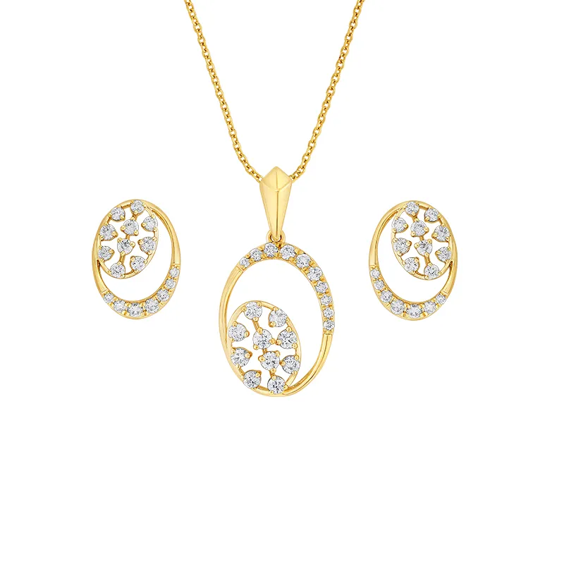 Minimal Duo  - Gold Diamond Pendant Set