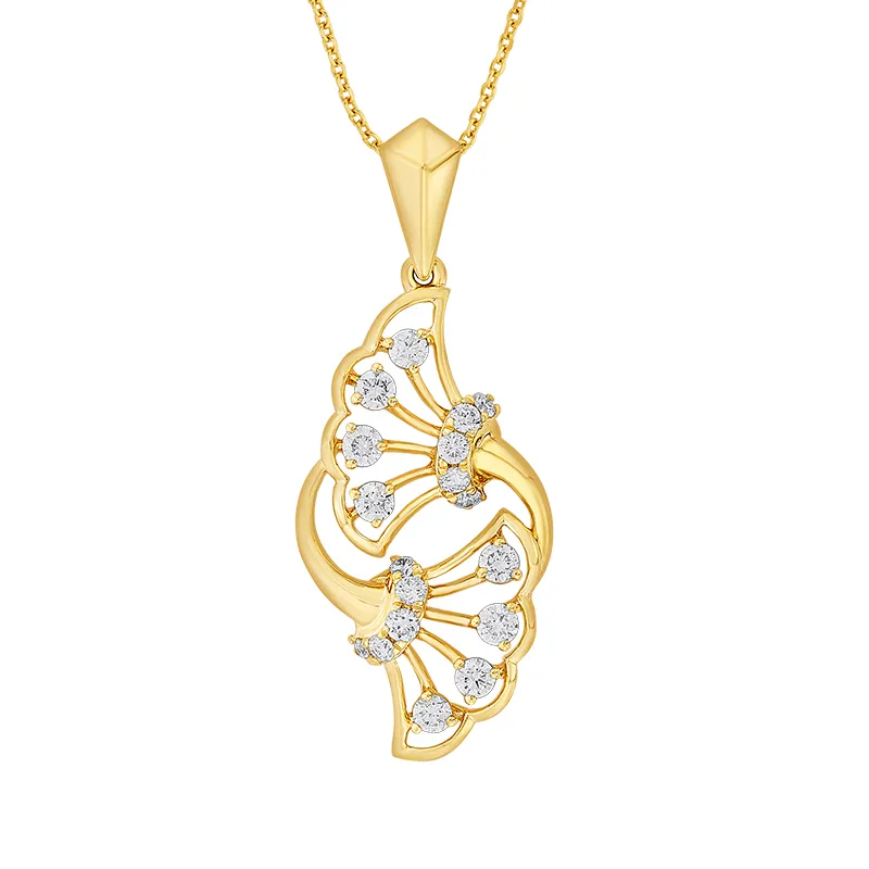 Golden Embrace, 18K Gold Diamond Pendant Set