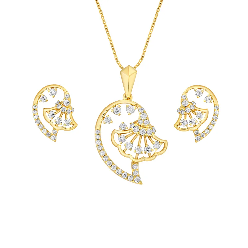 18K Gold Dimond Pendant Set