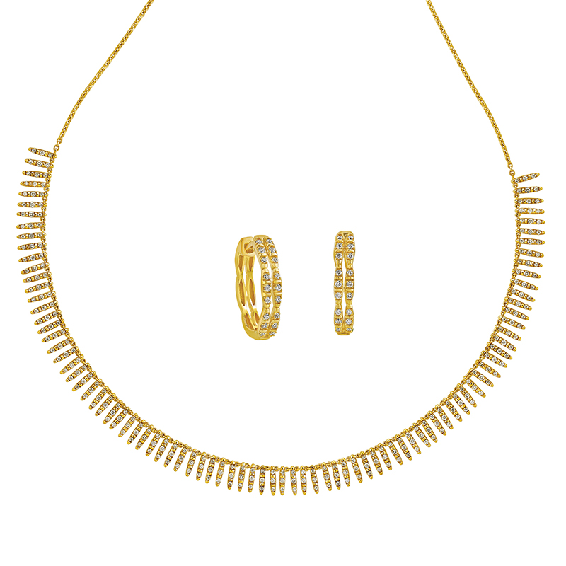 Radiant Gold Diamond Necklace Set