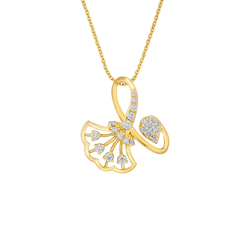 Nature inspired Sparkle -18K Gold Diamond Pendant Set