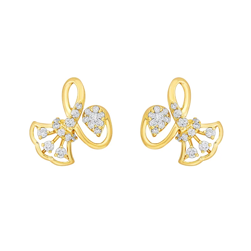 Nature inspired Sparkle -18K Gold Diamond Pendant Set