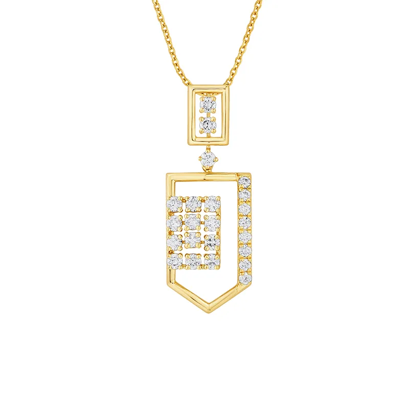 Contemporary Classic 18K Gold Diamond Pendant Set