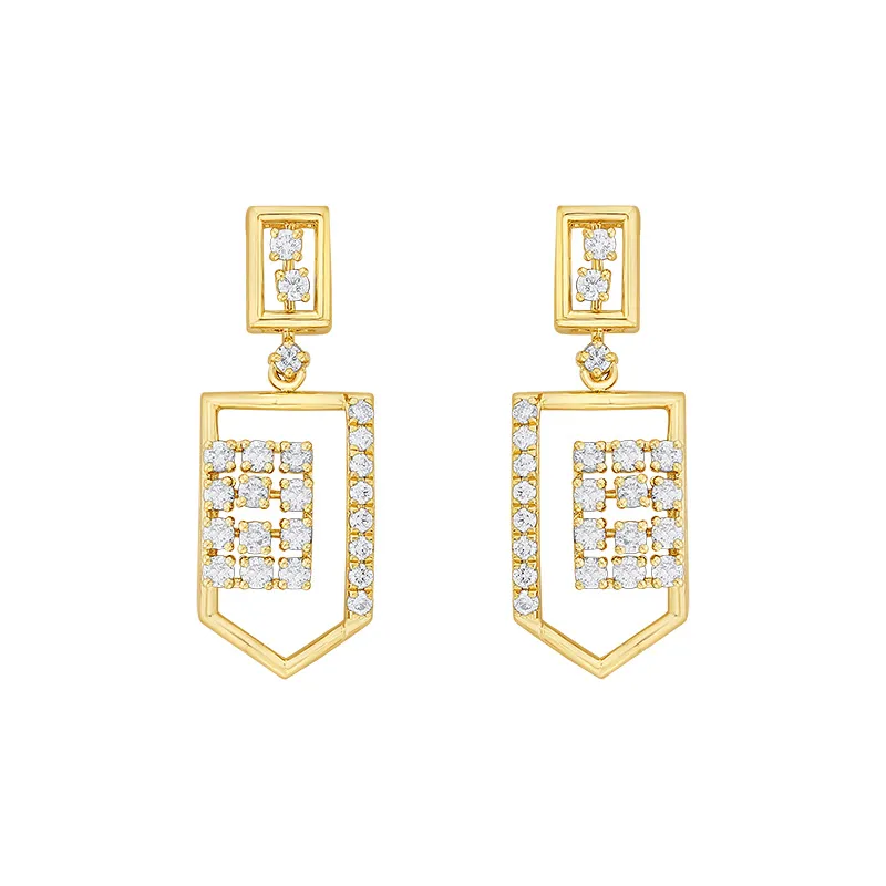 Contemporary Classic 18K Gold Diamond Pendant Set