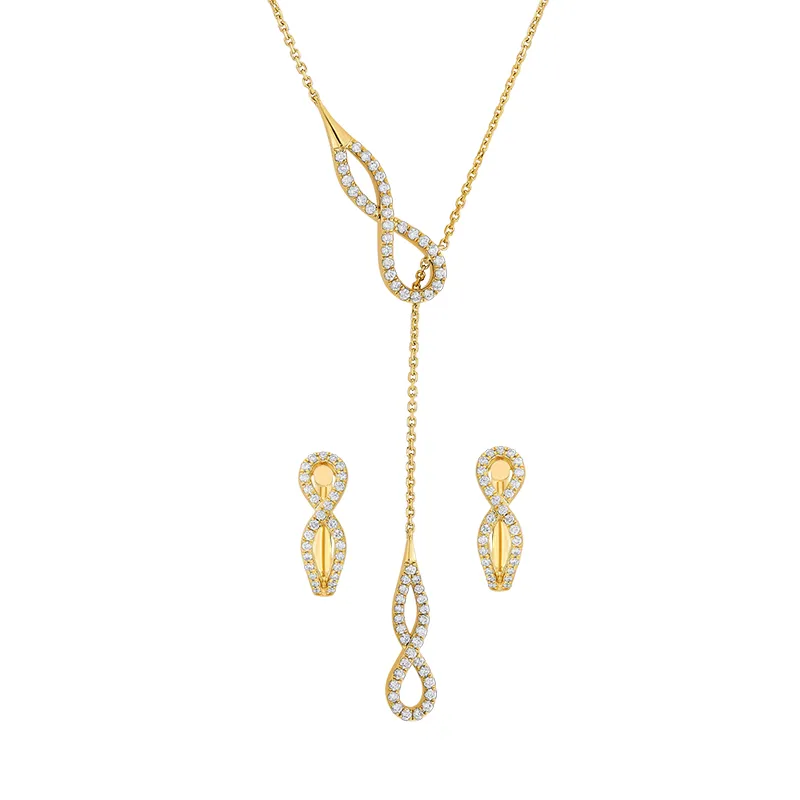 Gold Diamond Lariet Necklace Set