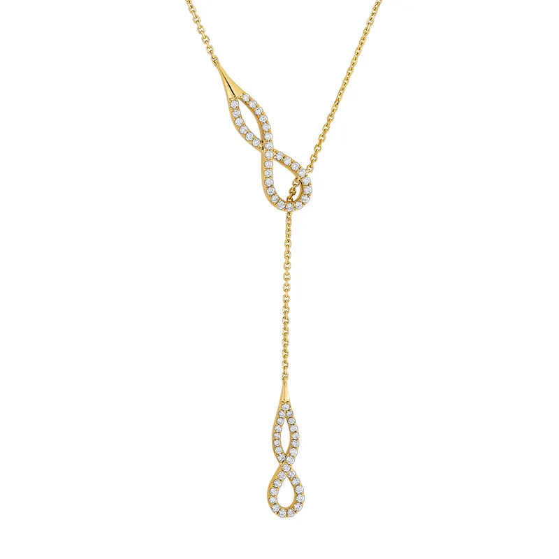 Gold Diamond Lariet Necklace Set