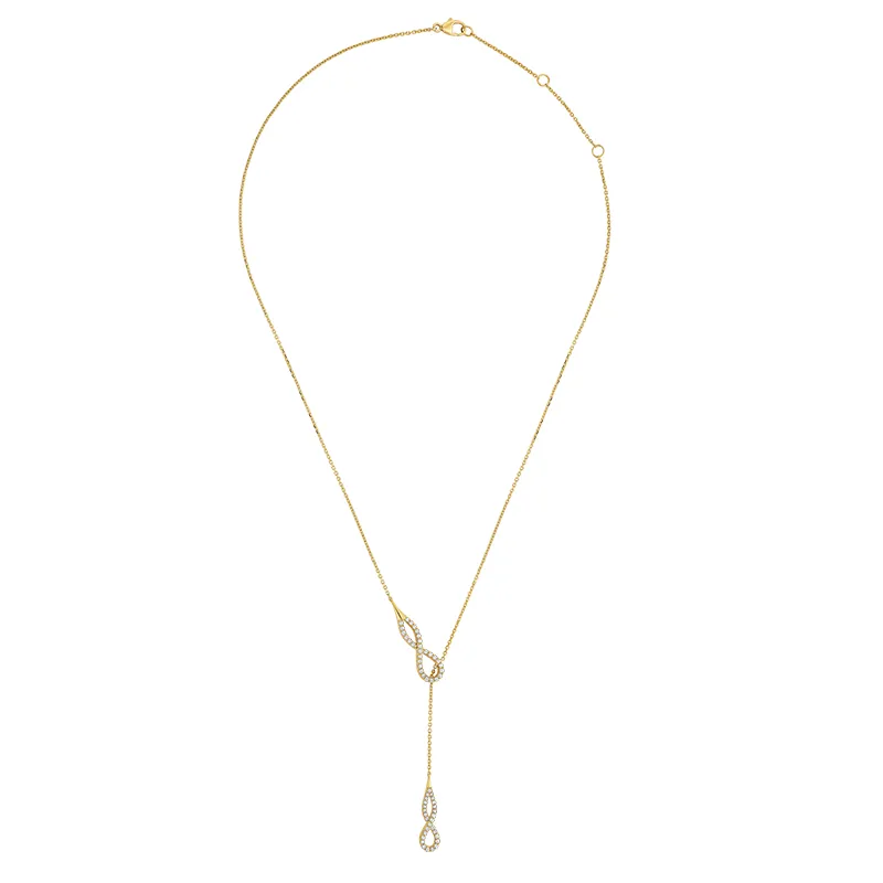 Gold Diamond Lariet Necklace Set