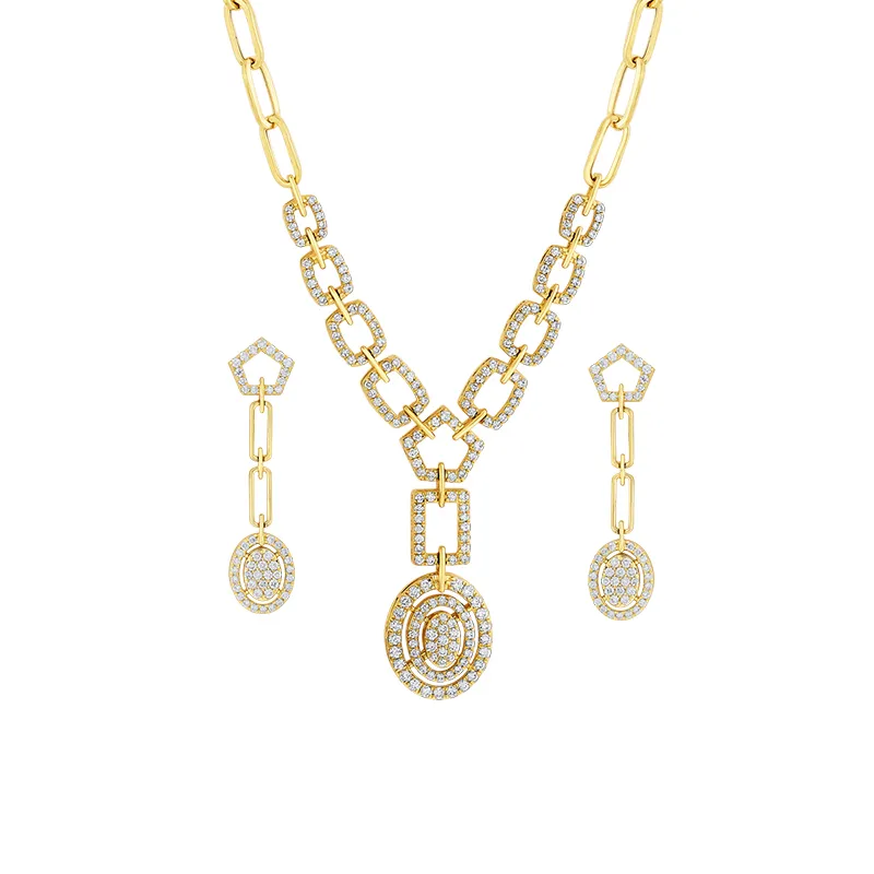 Charming Gold Diamond Necklace Set