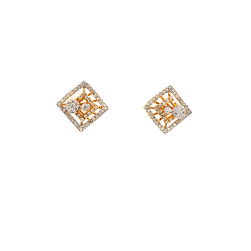 18K Yellow Gold & Diamond Rhombus Pendant Set