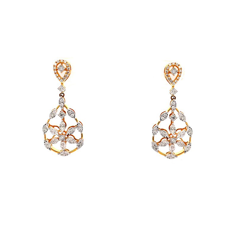 Floral Gold Diamond Pendant Set