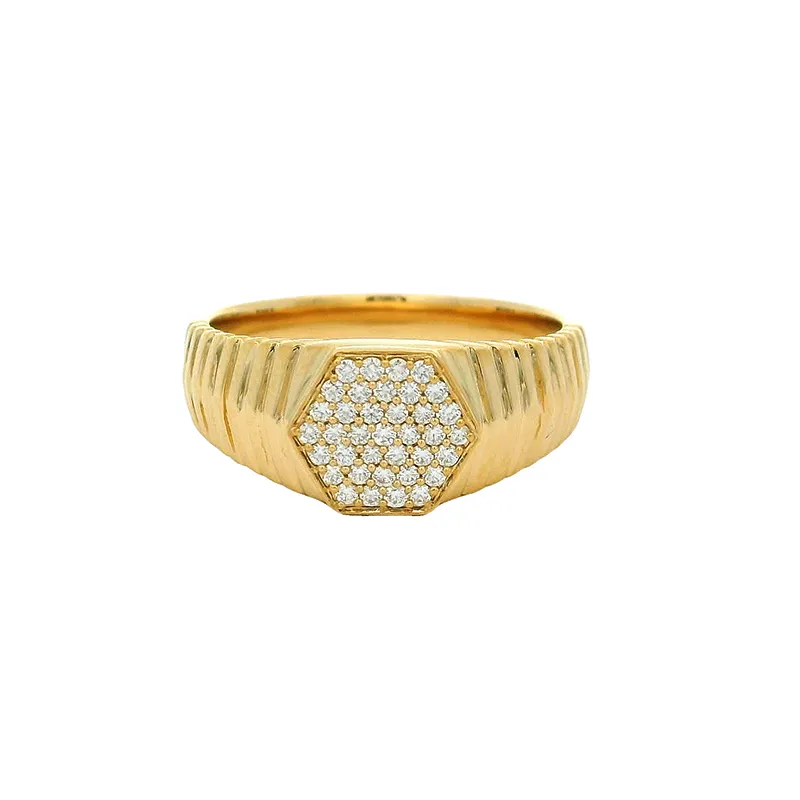 Elegant Diamond Hexagon shaped Men's Ring - Size 9.5