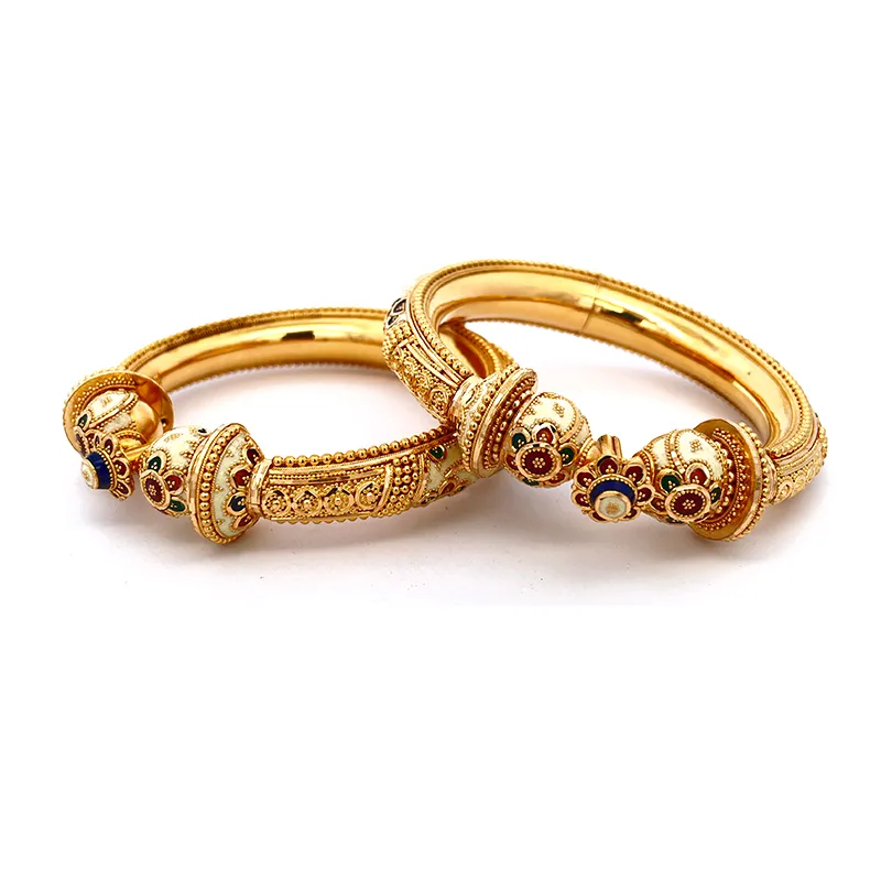 Elegant 22k Gold Meenkari Bangle Set for Women, Size 2.5