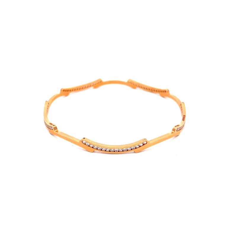 Rose Gold bangles with CZ - Set of 4, Size 2.6