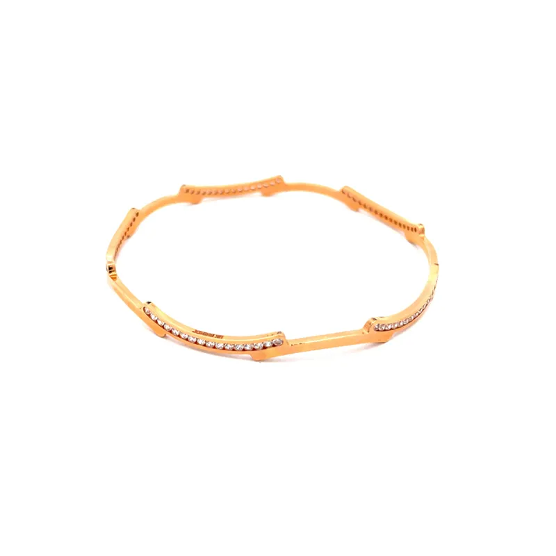Rose Gold bangles with CZ - Set of 4, Size 2.6
