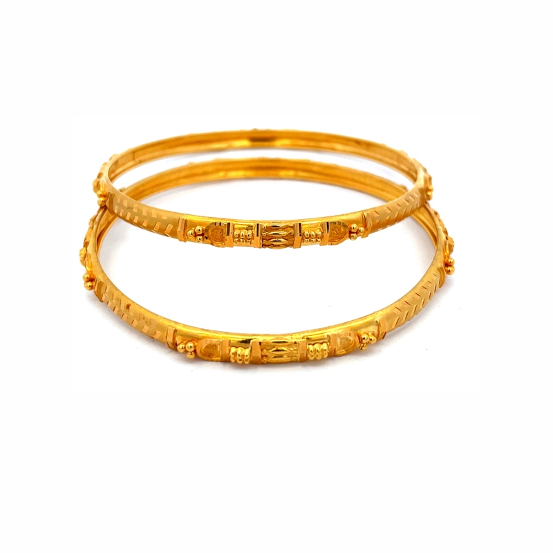 22K Yellow Gold Bangle Set - Size 2.6
