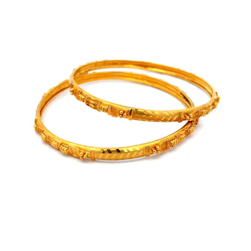 22K Yellow Gold Bangle Set - Size 2.6