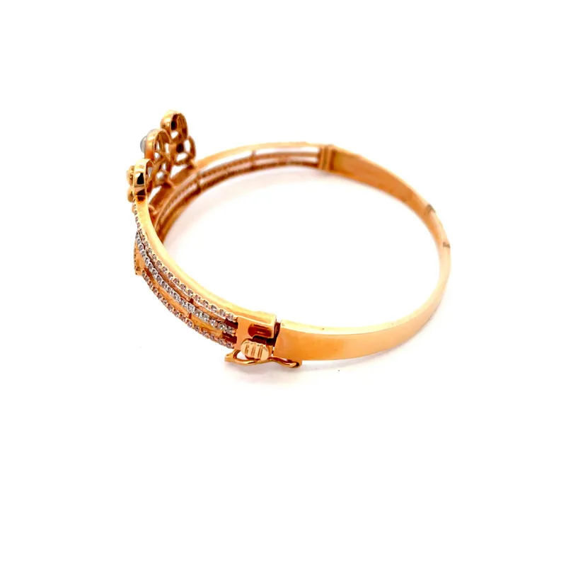 18K Rose Gold Bangle with Geometric Teardrop Design