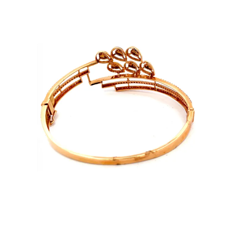 18K Rose Gold Bangle with Geometric Teardrop Design